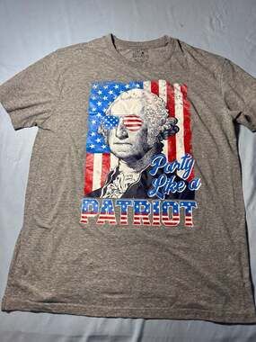 Home of the Brave Party Like a Patriot George Washington T-Shirt Size XL Gray